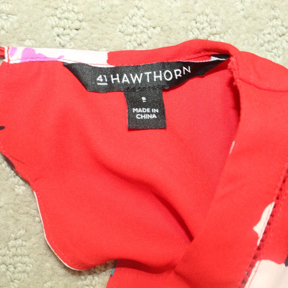 41 Hawthorne Size S Red and Black Floral Dress - Picture 6 of 6